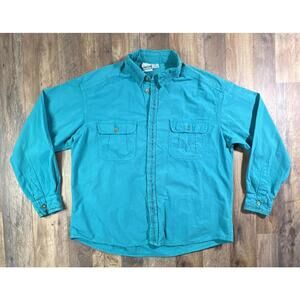 Chico's Design Vintage 80s One Size Fits All Shirt Button Collared Aztec Teal  .